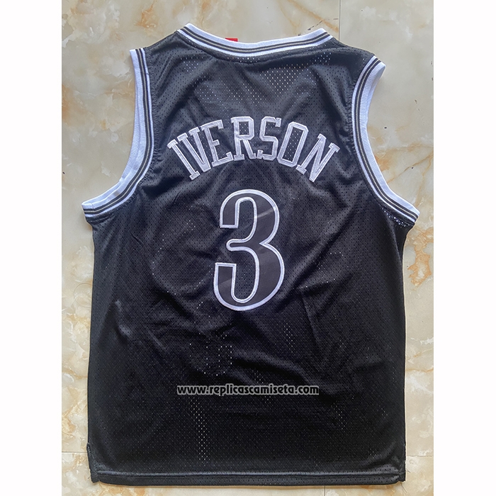 Camiseta Philadelphia 76ers Allen Iverson NO 3 Mitchell & Ness 1997-98 Negro2